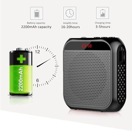 Image of kh Mini Voice Amplifier Portable Rechargeable Bluetooth Speaker with Wired Headset Mic, PA System Personal Voice Amplifier for Teachers, Guides, Trainer