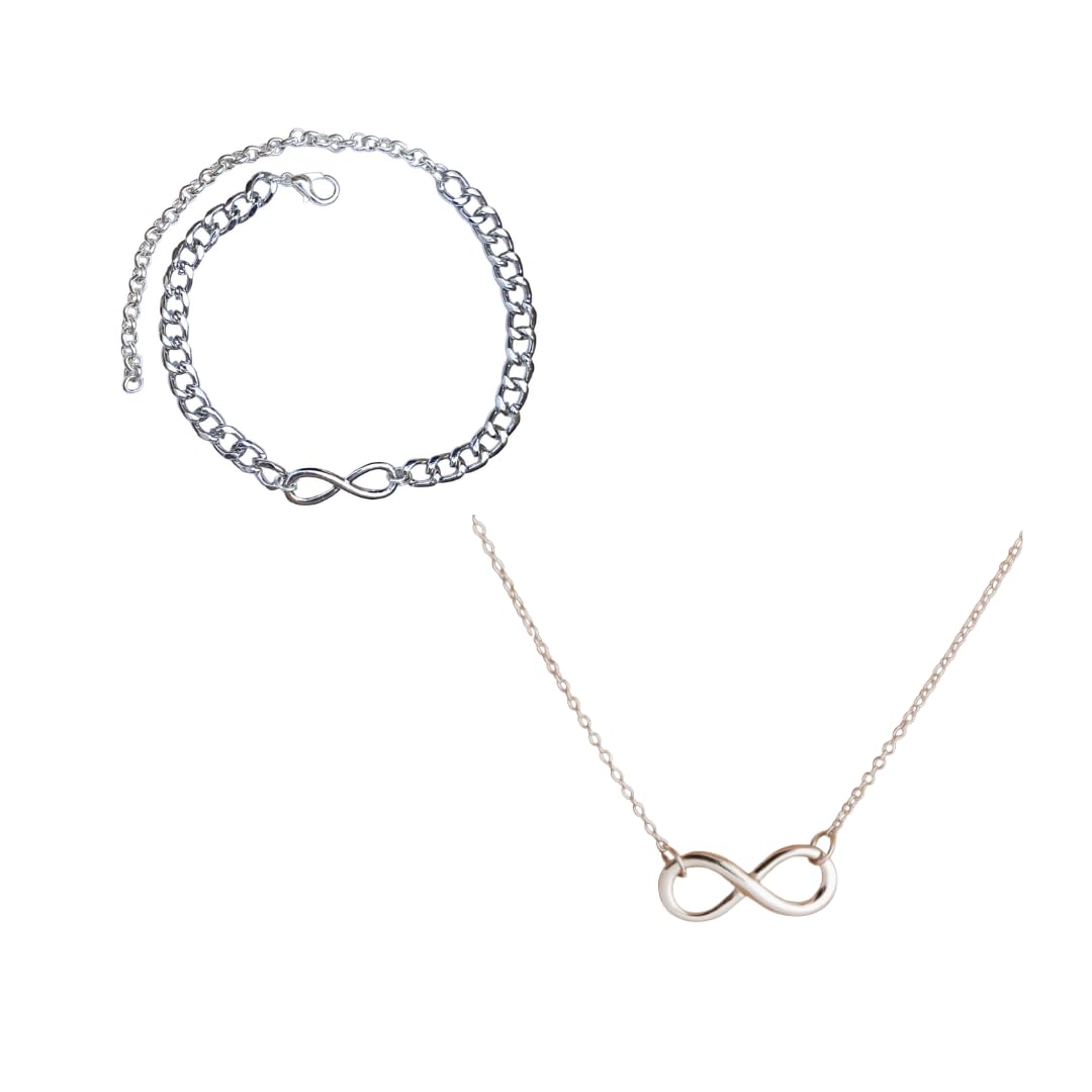 Oralia Pack Of 2 Silver Infinity Charm Bracelet & Necklace Combo | Perfect For Dailywear | Silver Infinity Charm Necklace & Bracelet (B0CMH9QKMZ) Amazon Price History, Amazon Price Tracker