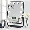 BONADE Hollywood Led-make-upspiegel met verlichting en touch-schakelaar, geheugenfunctie, 3 verlichtingsmodi, 12 dimbare gloeilampen, 360 graden draaibaar, zwart