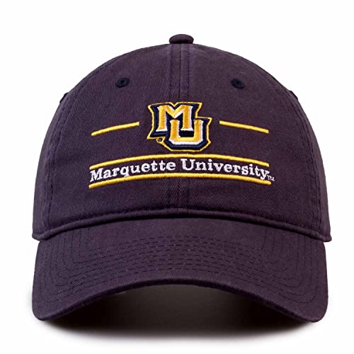 The Game NCAA Adult Bar Hat - Garment Washed Twill - Embroidered Design - Elevate Your Style and Show Your Team Spirit (Marquette Golden Eagles - Navy, Adjustable)