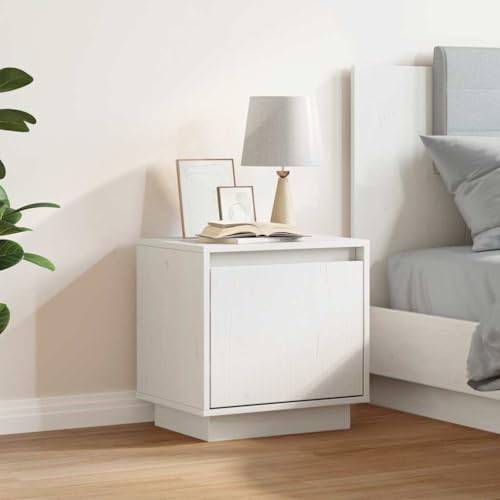 Table de Chevet Blanche Compartiments Rangement Ouverts Bois