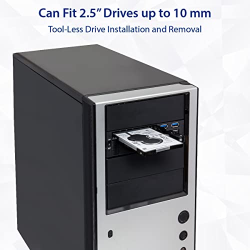 Syba SY-MRA55006 5.25\" Bay Tray Less Mobile Rack for 3.5\" and 2.5\" Sata III HDD with Extra 2 Port USB 3.0, Black/White