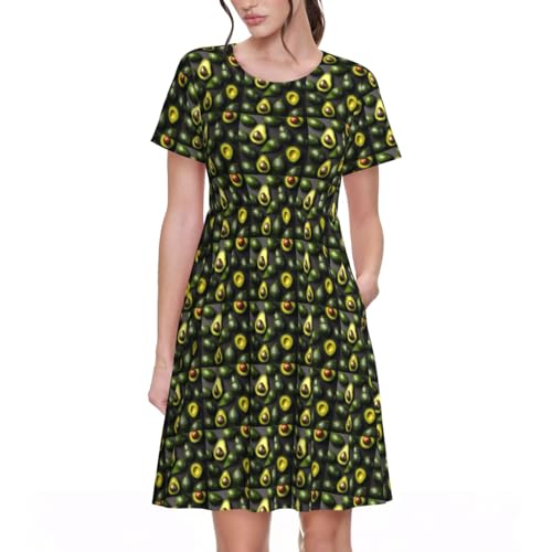 Robe d'été à manches courtes imprimé fruits tenue de fête légère