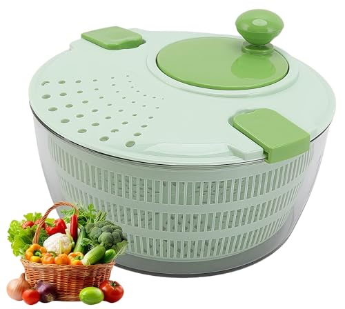 Salad Spinner, Salad Washer, Lettuce Spinner with Vegetable Washing Basket and Serving Bowl, Household Fruit Dehydrator Drainer, Manual Salad Washer for Kitchen, 4L Salad Dryer Salad Spinners