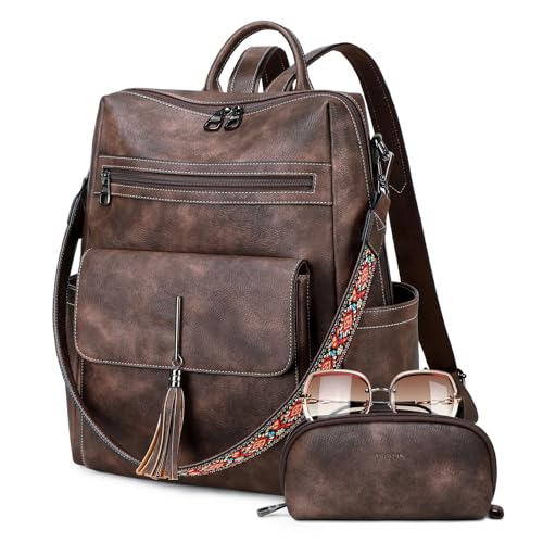 YIQUN PU Leather Backpack Purse for Women Fashion Tassel Designer Ladies Shoulder Bags Designer Large Backpack Casual Daypacks