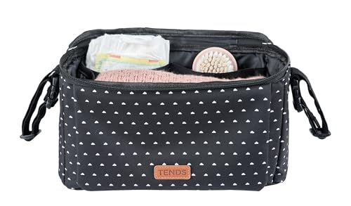 TENDS Bolso Carro Bebe espacioso - Bolsa Carrito Bebe con Función de Bolso Maternidad -Organizador para Carro y Carrito de Bebé-Bolso Bebé Multiusos y Espacioso como Bolsa Hospital Maternidad (NEGRO) - imagen 5