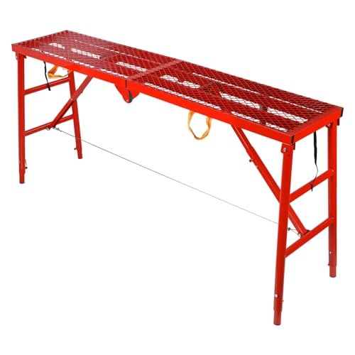 Foldable Scaffolding Platform with 1000 lbs Capacity, 5-Level Height Adjustable Work Platform 33"-57", Portable Scaffold Tower with Anti-Slip Surface for RV Painting Construction 1.8M