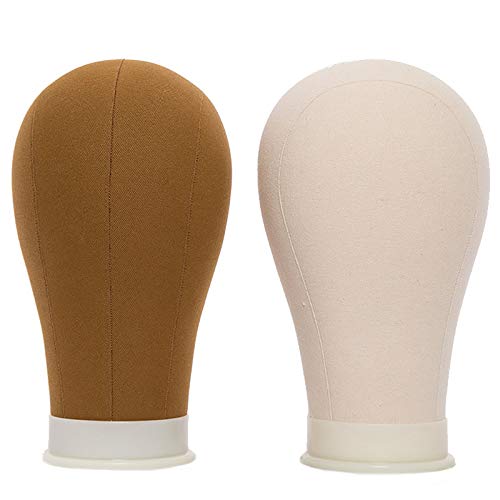 peplwig Canvas Head Polyurethane Block Wig Mannequin Head 21-24 Inches, Used For Wig Making Model Mannequin Head With Mounting Holes 22 Khaki