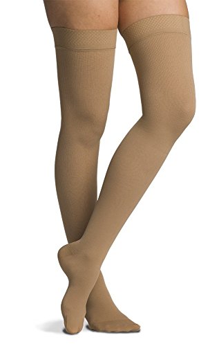 Image of SIGVARIS Women's Essential Cotton 230 Closed Toe Thigh-Highs w /Grip Top 20-30mmHg