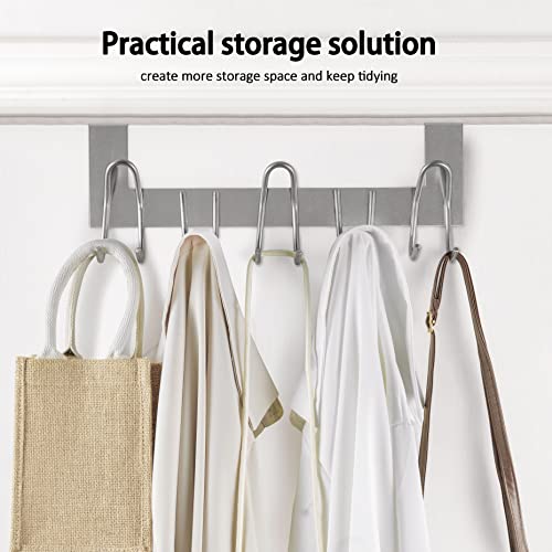 SKOLOO Over The Door Hooks, for Doors up to 1-3/4'' Thickness, Metal Door Hanger with 11 Hooks - Image 2