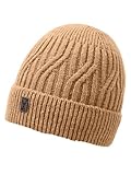 Gorro de inverno macio e quente forrado com lã – Chapéu de esqui de malha unissex, boné com punho, Verde, Tamanho �nica