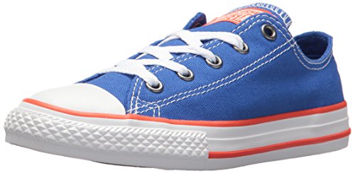 Converse Unisex-Child Chuck Taylor All Star Seasonal Canvas Low Top Sneaker, Hyper Royal/Bright Poppy/White, 1.5 M US Little Kid