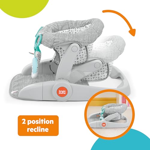 Image of Bright Starts Learn-to-Sit Baby Floor Seat, 2-Positions Grow with Infant, Portable Baby Chair, Includes Sensory Toys, Unisex, 4-12 Months, Gray