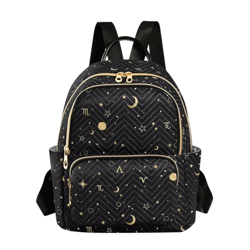 ALAZA Mochila feminina Moon Star Zodiac casual, para trabalho, viagem, faculdade, negócios, viagem, bolsa de ombro, Multicor, Small, Mochilas Daypack