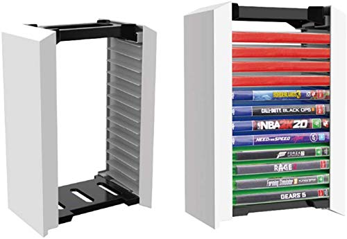 Redlution PlayStation 5 Premium Game Storage Tower Stand Game Box Storage Rack 12 Games Disc Holder Storage Shelf for PS5 Cover