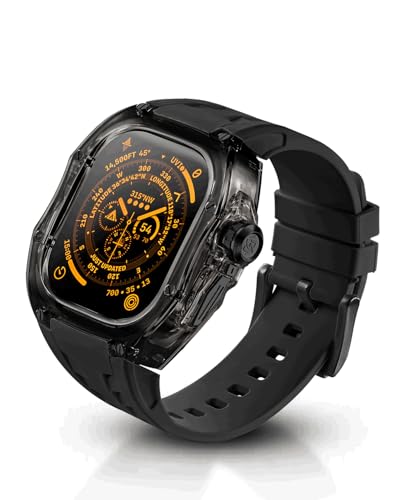RYUEUYA ���ȃP�[�X Apple Watch Series 10/11 46mm�p �o���h�t�� ���ϋv�P�[�X �u���b�N�V���R���X�|�[�c�X�g���b�v �ϏՌ��}�b�g�i�C�����o���p�[�J�o�[ iWatch �p �}�b�g�u���b�N/�u���b�N