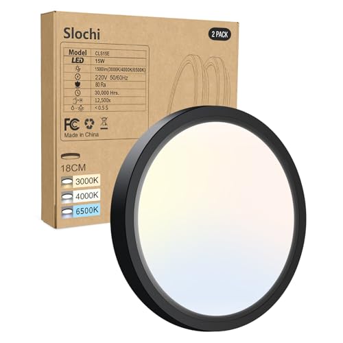 slochi 3Farben LED Deckenleuchte Flach, Ø18cm 15W 1500LM Deckenlampe – Ansicht 1