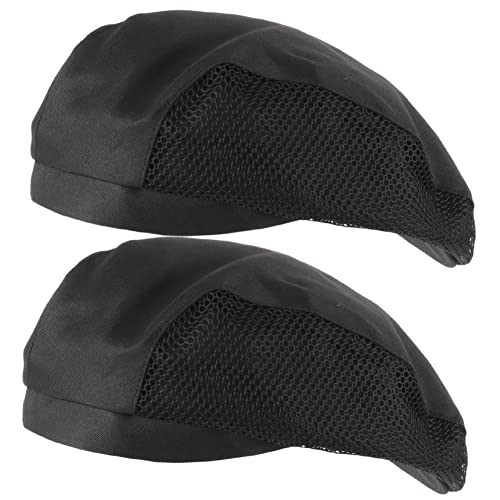 OUNONA 2Pcs Reusable Chef Hat for Men Women Cooking Cap for Kitchen Cafes Bakeries and Food Service Keeps Hair Clean Professional Look Black