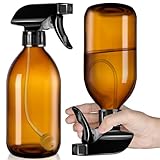 Tecohouse 2 Pack Amber 360° Glass Spray Bottles, 16 oz Empty Refillable Containers with Adjustable Spray Nozzles, Spray Bottles for Cleaning Solutions and Plants