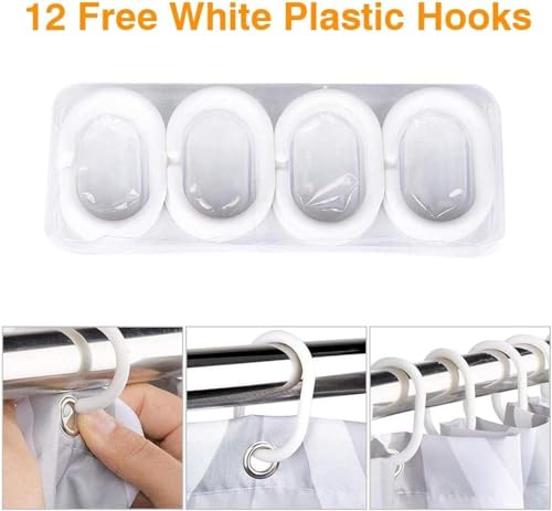 Cortinas de baño antimoho de lino impermeable que evitan salpicaduras en duchas 5