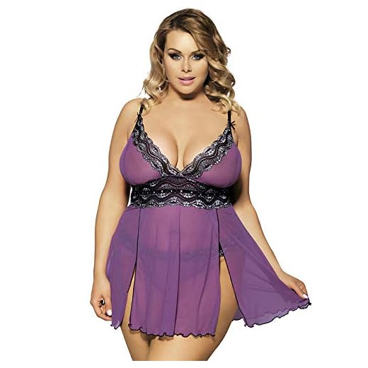 N/X Ropa De Dormir Sexy Púrpura Plus Size Picardias Robe Sexy Sexy Babydoll Lingerie -01_M