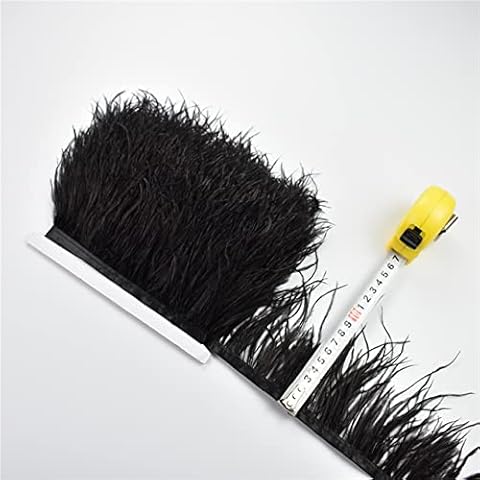 1Meters Natural Ostrich Feather Fringe Trim 8-10cm Colored Fluffy Feathers Dress Sewing Trimmings Clothes Decor Party Decoration-Black Cover
