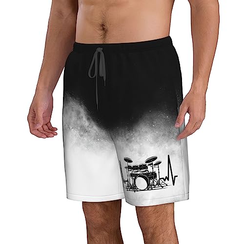 PAUPPY Funny-Drums-Drummer-Drumming-Gifts Mens Swim Trunks with Liner Quick Dry Bathing Suits Shorts with Pockets - X-Large White3