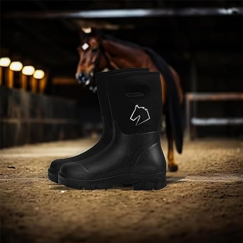 Work or Farm Boots Unisex Men's 5 Women's 7 Impervious to Water Heavy Duty Molded Rubber Sole for Rugged Terrain, Black3