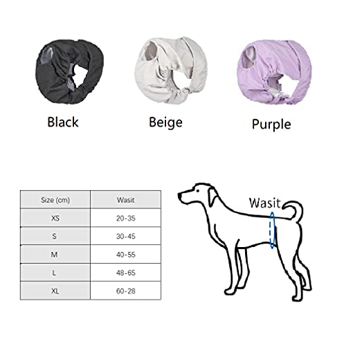 BePetMia Waschbare Windeln für Hunde, Wiederverwendbare Hundewindeln, Umweltfreundliche Damenbinden Höschen, Hygiene-Unterhose für Hunde in Hitze (L: 48-65cm, Schwarz)