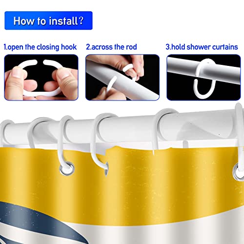 Kinuuis 4Pc Mid Century Abstract Bathroom Shower Curtain Sets, Boho Arch Sun Yellow Bathroom Sets With Rugs And Accessories,Modern Minimalistic Shower Curtain For Bathroom Decoration #TOP3