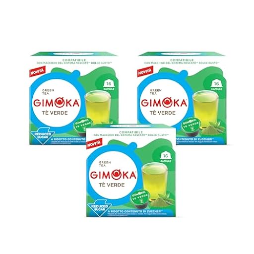 Gimoka, Bebida Soluble de TÉ VERDE Azúcares Reducidos - 48 Cápsulas - Compatibles con Máquinas de Café Nescafè Dolce Gusto - Producido en Italia - 3 Paquetes de 16 | Ya disponible en tu tienda friki favorita! En mundofriki.es!