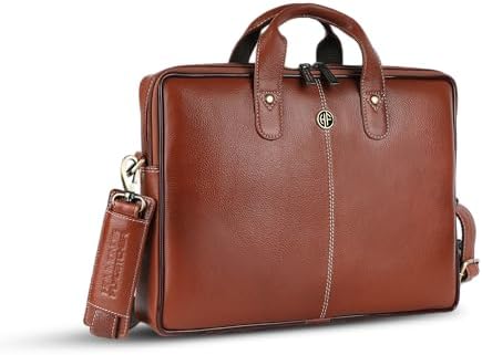 HAMMONDS FLYCATCHER Genuine Leather Office Bag for Men - Laptop Bag for Men - Padded Laptop Compartment - Fits 14 Inch Laptop - Adjustable Strap - Leather Bag for Men - 1 Year Warranty