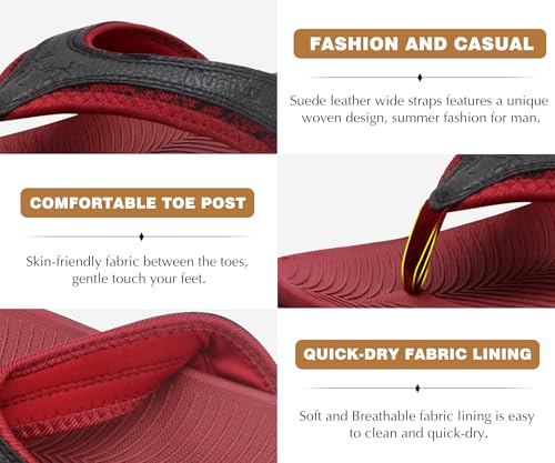 Image of KuaiLu Mens Sport Flip Flops Comfort Orthotic Thong Sandals with Plantar Fasciitis Arch Support Outdoor Summer Beach Size 7~15