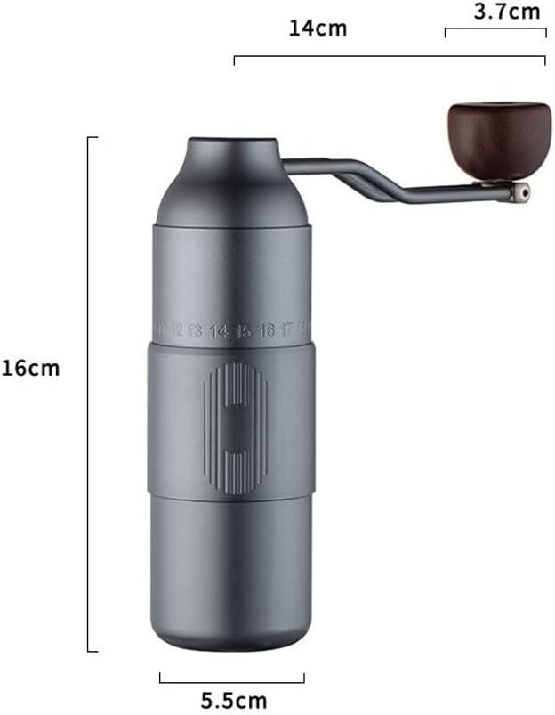 Manual Coffee Grinder Capacity 30g with CNC Stainless Steel Conical Burr, Double Bearing Positioning,French Press Coffee for Hand Grinder Gift (Color : Black)