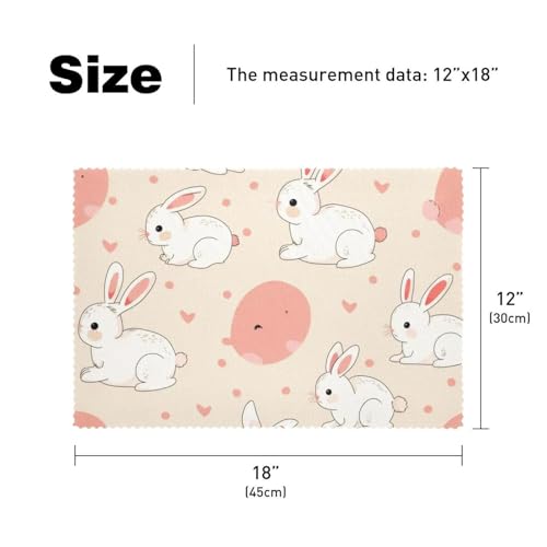 Set de table antidérapant et résistant à la chaleur motif lapin rose
