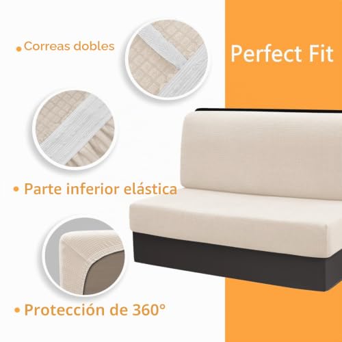 Miniatura 5 de Popubby Funda De Sofá Para Caravana, 2 Piezas 1 Juego Elásticas Cubiertas Asiento Cojín Restaurantes Rv Lavable Fundas Cojín Mesa Comedor Para Autocaravana Forma De Waffle, Beige