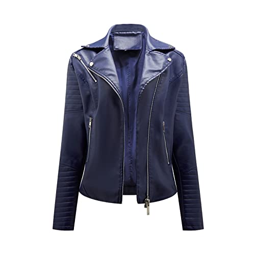 Veste mi-saison en similicuir pour femme blouson aviateur fluide casual