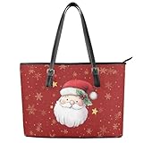 Coldinair Santa Claus Christmas Shoulder Handbag Purse for Women,Leather Shoulder Bag Tote Hobo Bags Handle Satchel Bags for Ladies