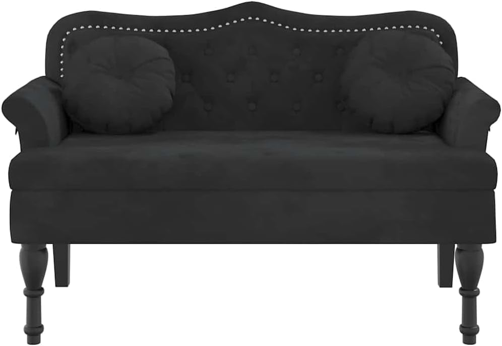 vidaXL Bench Black Velvet (100% Polyester), Plywood, Solid Rubber Wood