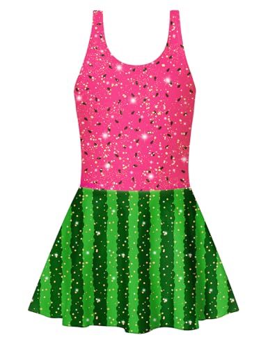 Image of Yousie Girls Swimsuit One Piece Tropical Kids Bathing Suit Swimwear Adjustable Swim Dress 5-9 Years