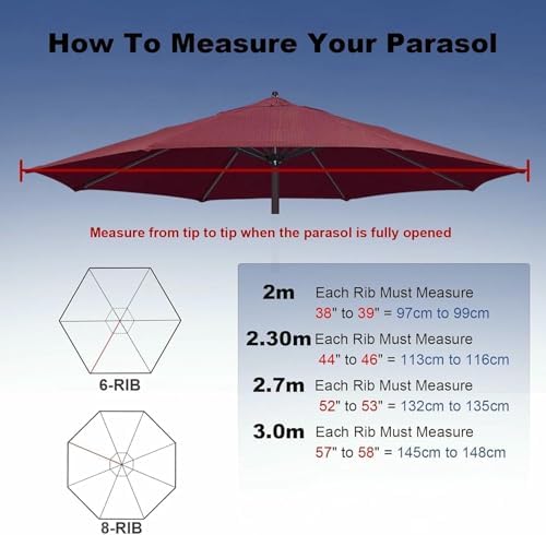 Patio Umbrella Replacement Canopy Square Cantilever Top Cover Outdoor,Replacement Parasol Canopy Cover 300/270/200CM Waterproof UV50+ Fabric Fits 6/8 Arm Standard & Cantilever Umbrellas Outd