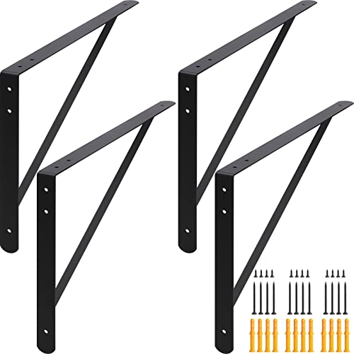 Countertop Support Brackets 20 Inch, Heavy Duty Floating Metal Shelf Brackets 4 Pack For Kitchen Granite Counter Overhangs, Solid Steel, Hand Welded, Sturdy For Bar Tops And Wall Hutch Cabinets #TOP9