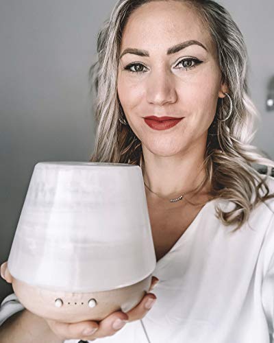 Shades Of Nature Stone Diffuser, Hand Carved Translucent Onyx Stone & Beech Wood Base, Ultrasonic Essential Oil Diffuser For Aromatherapy, 180Ml, Silent For Sleep Support, Natural Light (White Cloud) #TOP6