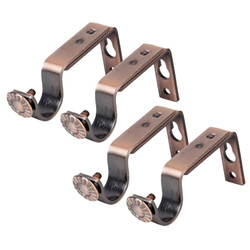 Amosfun 4pezzi Bastone per Tendaggio in Supporto per Asta da Montaggio Facile per Parete Colore Marrone per Tendaggi Robusti