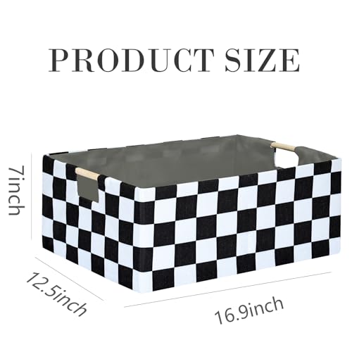 Image of Checkered Storage Basket Room Decor Gifts Basket Foldable Nursey Box Kids Hamper Storage Cube for Women Closet Organizer Boys Car Toys Bins with Handles