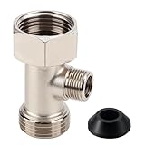 Bidet T Adapter, 7/8" x7/8" x3/8" 3-Way T Valve Connector with Washer Universal Metal T-Adapter for Shower Toilet Bidet Attachment Valve Hose Fitting Replacement Parts Accessories