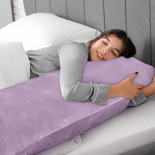 Image of BEDELITE Body Pillow Cover with Zipper, Lavender, 20x54 Inch, 1 Pack | Body Pillow Pillowcase, Super Soft and Cozy Fuzzy Fleece, Luxury Plush Long Pillowcase, Versatile Comfort for All Seasons