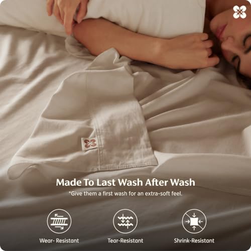 Image of Bedsure PureWoven 100% GOTS Certified Organic Cotton Sheets, Full Size 4PCS | Eco-Friendly, 16 inch Deep Pocket with Corner Straps, Luxury Hotel Soft, Breathable Sateen Bed Sheets, OEKO-Tex, Light Brown