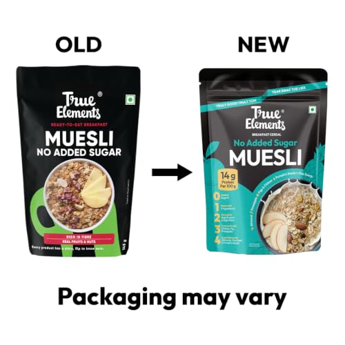 Image of True Elements Muesli Sugar Free 1.2 kg - 100% Wholegrain Muesli | No Added Sugar | Diet Food for Weight Management | Healthy and Quick Breakfast | Millet Muesli - 18% Jowar | HIgh Protein