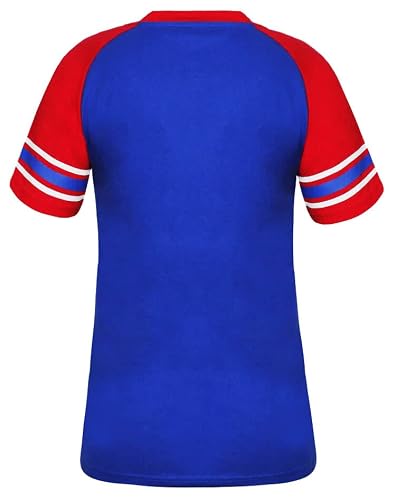 Geneisteck Womens City Baseball Fans V Neck Raglan T-Shirts - Blue & Red (Size:3Xl) #TOP3
